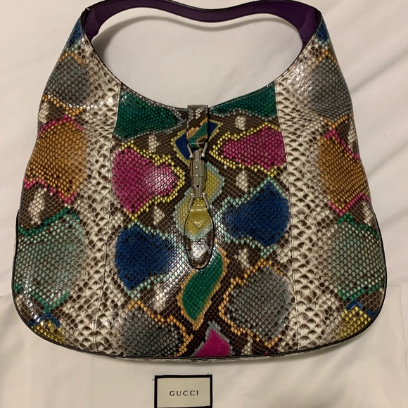 Gucci Handbags - Auth GUCCI Multi Coloured Python Leather Jackie Hobo Bag NEW RARE!!